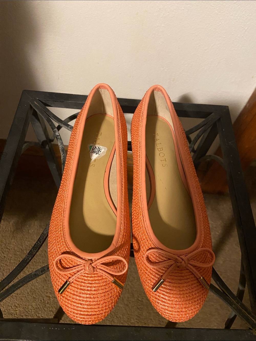 New Women’s Size 5.5M Talbots Coral Woven Bow Ballet Flats